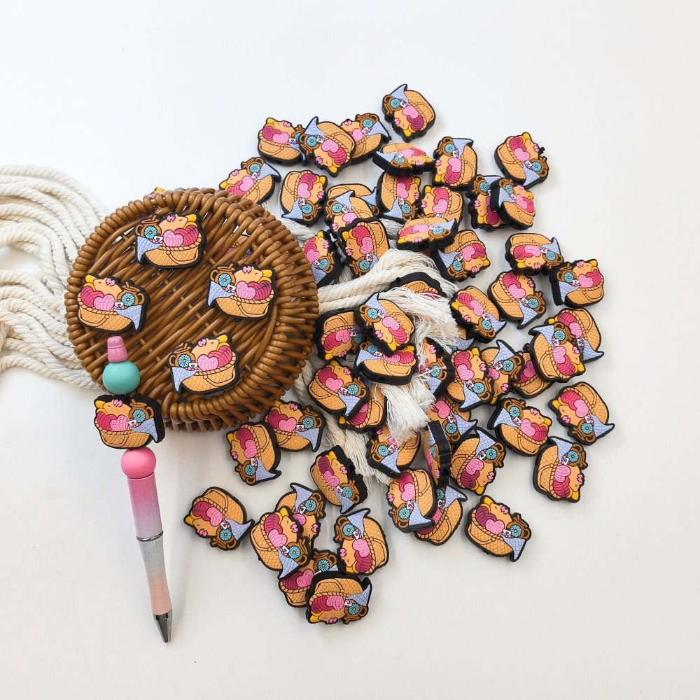Wholesale 10pcs Cartoon Creative Basket Love Silicone Beads